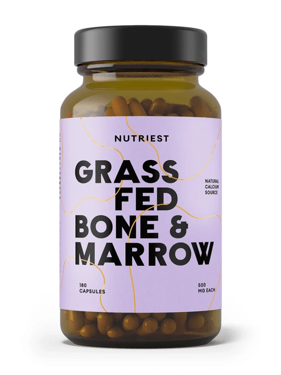 Nutriest 180 kapsułek Liofilizowany Szpik i Kości Wołowe Od Bydła Karmionego Trawą, Grass Fed Bone &amp;amp; Marrow