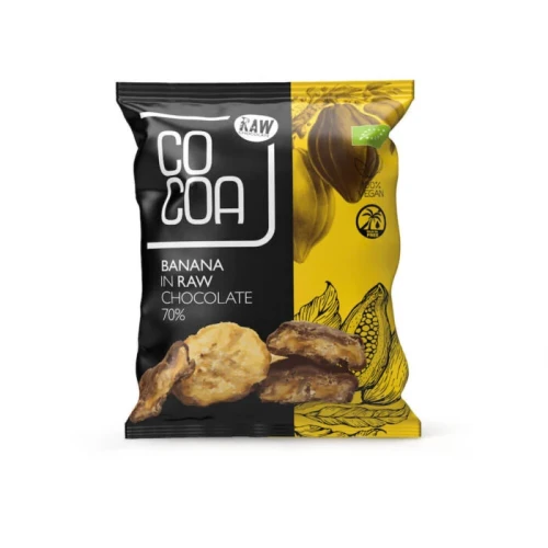CoCoa Banan W Surowej Czekoladzie 70% Bio 70g