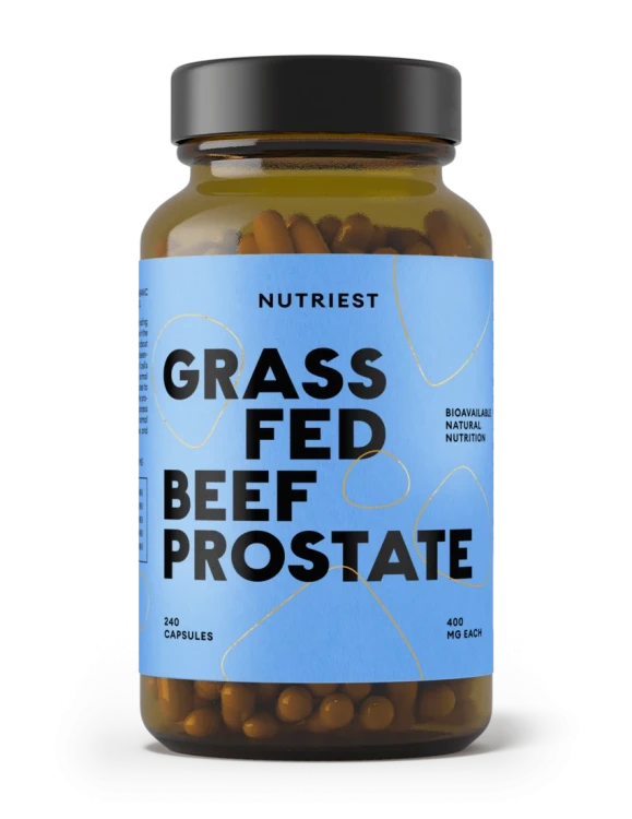 Nutriest Grass Fed Beef Prostate 240 kapsułek, suplement z liofilizowanej organicznej prostaty wołowej i wątroby