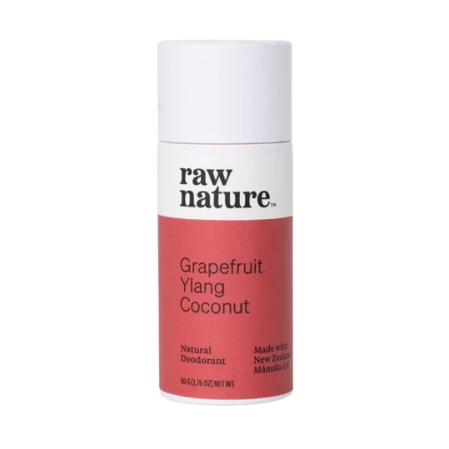 Organiczny dezodorant o zapachu grejpfruta i ylang  Raw Nature: bez konserwantów, parabenów, sztucznych zapachów i aluminium.