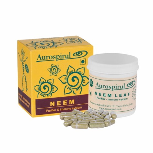 Aurospirul Organiczny Neem 100 kapsułek – ajurwedyjski suplement, wspiera układ odpornościowy, trawienny i kondycję skóry, certyfikowany, organiczny, wegański.