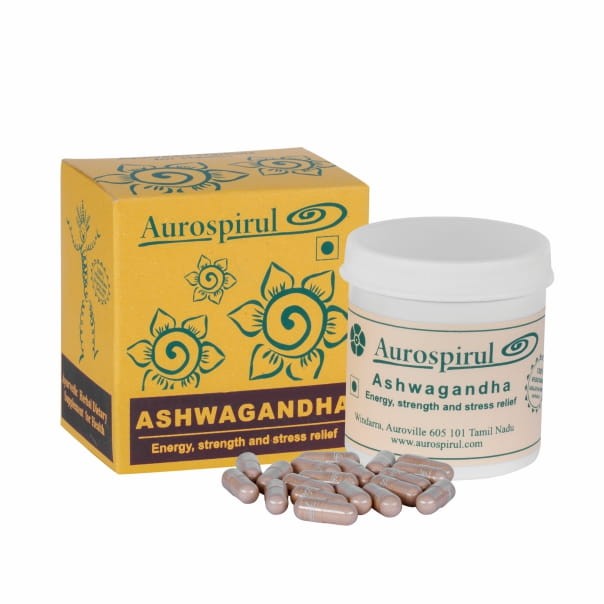Aurospirul Organiczna Ashwagandha 100 kapsułek – ajurwedyjski suplement, wspiera redukcję stresu, równowagę emocjonalną i zdrowie fizyczne, certyfikowany, organiczny, wegański.