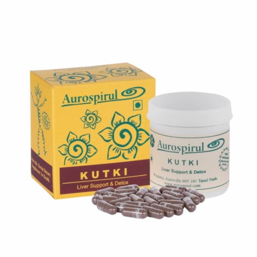 Aurospirul Organiczne Kutki 100 kapsułek – ajurwedyjski suplement , wspiera zdrowie wątroby, trawienie i odporność, certyfikowany, organiczny, wegański.