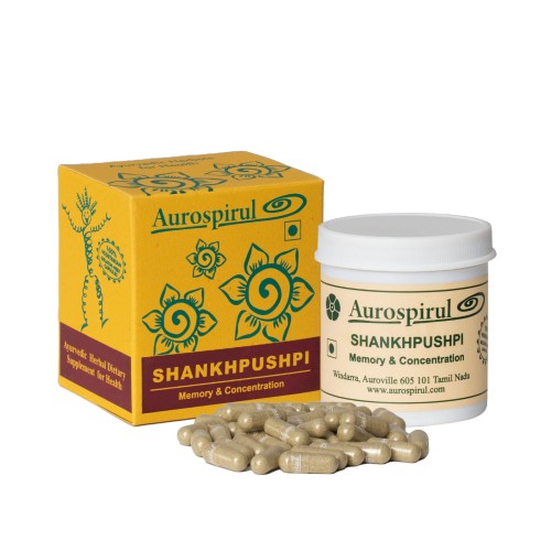 Aurospirul Organiczna Shankhpushpi 100 kapsułek– naturalny ajurwedyjski suplement , wspiera pamięć, koncentrację i zdrowie układu nerwowego.