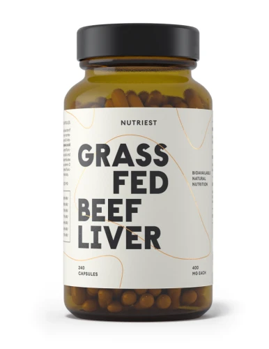 Nutriest 240 kapsułek Organiczna Liofilizowana Wątroba Wołowa Z Bydła Karmionego Trawą, Grass Fed Liver