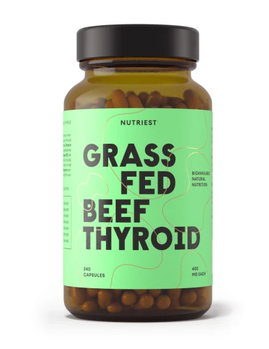 Nutriest 240 kapsułek Organiczna Liofilizowana Tarczyca Wołowa Z Bydła Karmionego Trawą , Grass Fed Thyroid