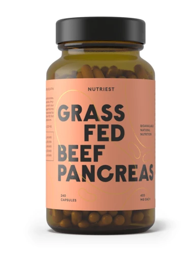 Nutriest 240 kapsułek Organiczna Liofilizowana Trzustka Wołowa Z Bydła Karmionego Trawą , Grass Fed Pancreas