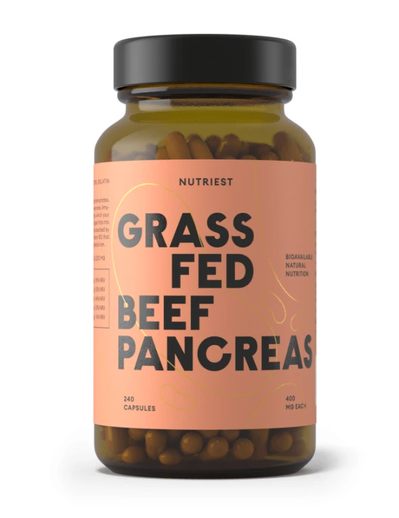 Nutriest 240 kapsułek Organiczna Liofilizowana Trzustka Wołowa Z Bydła Karmionego Trawą , Grass Fed Pancreas