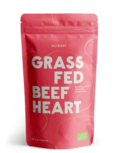 Nutriest 135 g Organiczne Liofilizowane Serca Wołowe Z Bydła Karmionego Trawą W Proszku, Grass Fed Heart