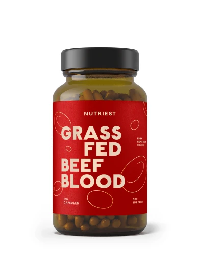 Nutriest 180 kapsułek Liofilizowana Krew Wołowa Z Bydła Karmionego Trawą, Grass Fed Blood