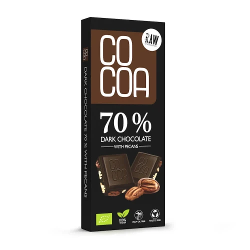 CoCoa Surowa Ciemna Czekolada 70% Z Orzechami Pekan Bio Raw 40g